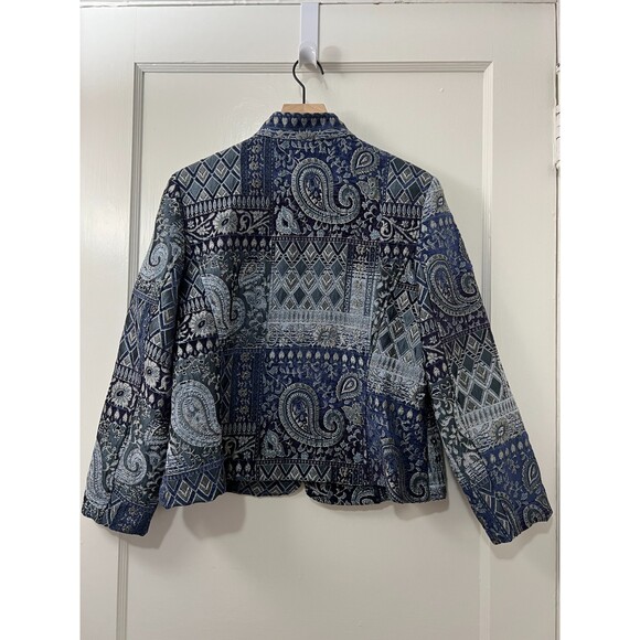 Molly + Maxx Women's Blue Print Tapestry Zip Up Jacket Size L Petite - Picture 2 of 9